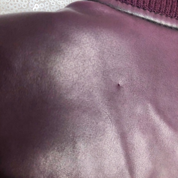 Purple Vegan Leather Puff Sleeve Jacket - Picture 6 of 7